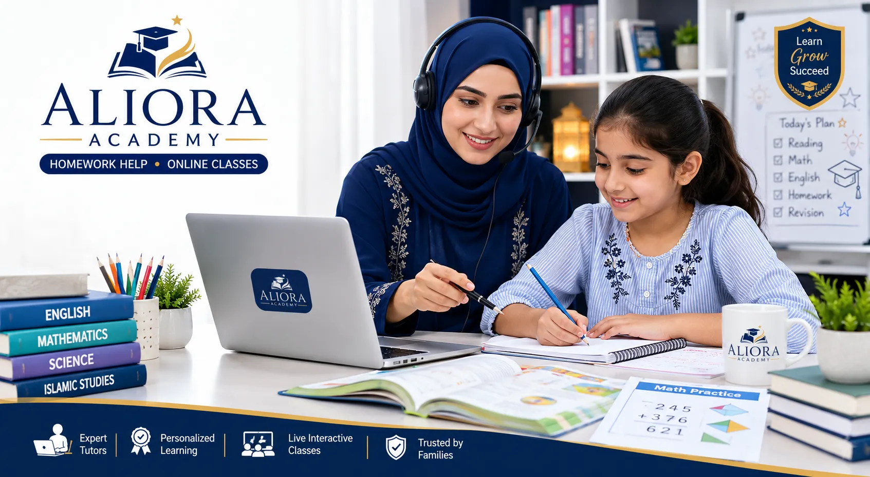Online homework help class for kids at Aliora Academy