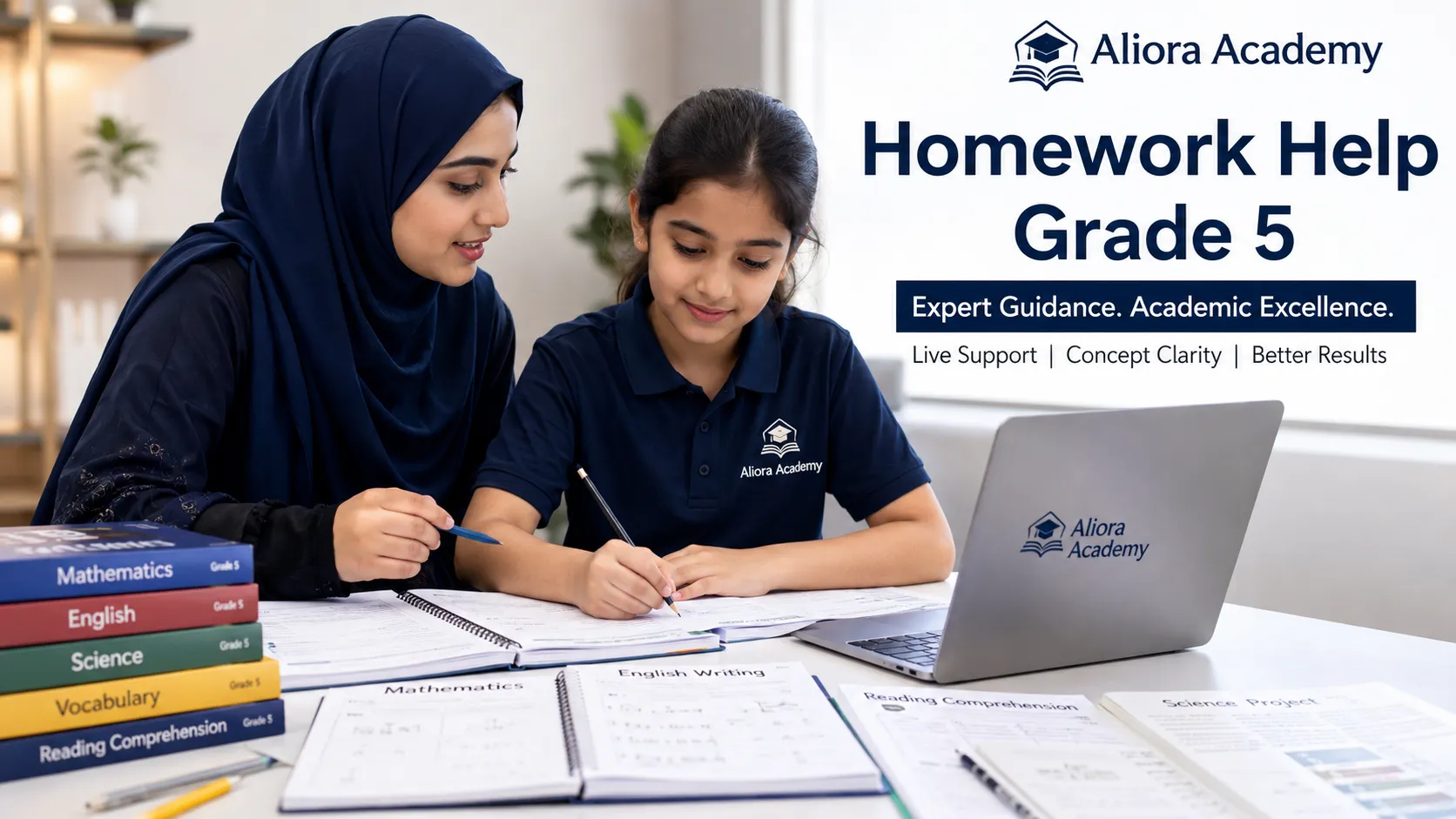 Grade 5 student completing advanced school assignments with confidence through online homework assistance