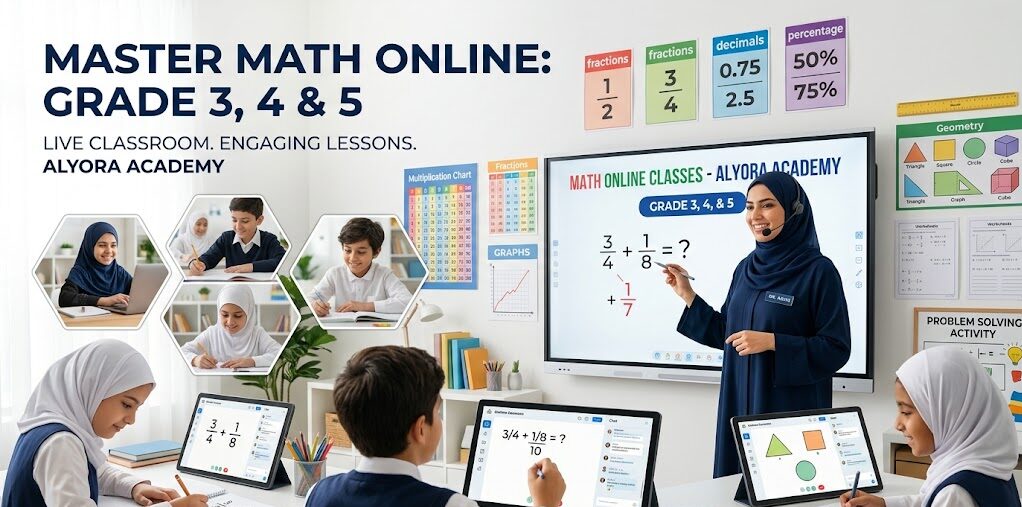 Grade 3, Grade 4, and Grade 5 Math Students Learning Online
