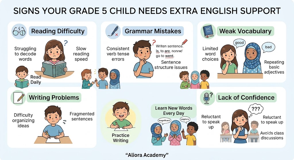 Signs your Grade 5 student needs extra English support