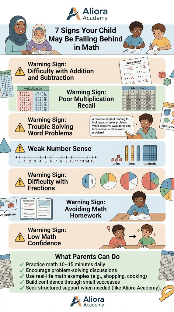 Signs your child is falling behind in math and what parents can do