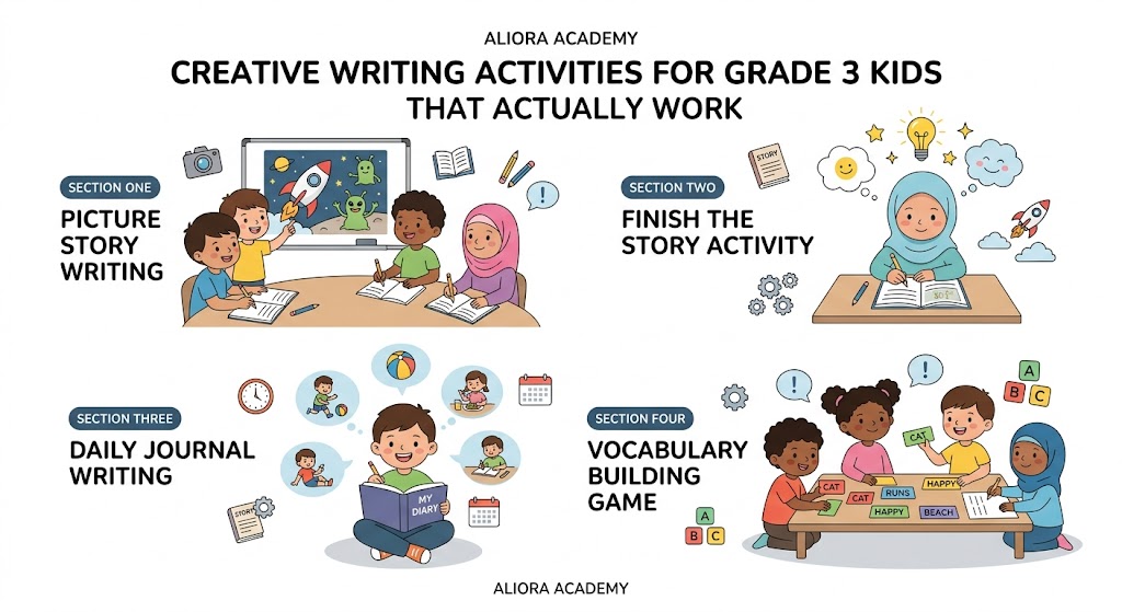 Creative writing activities for Grade 3 kids that improve vocabulary and confidence